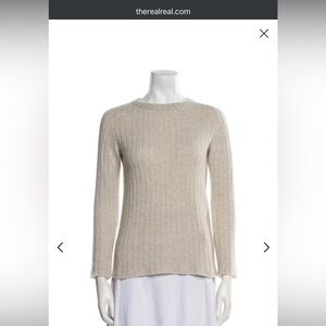 The Row Beige Bateau Neckline Cashmere Sweater